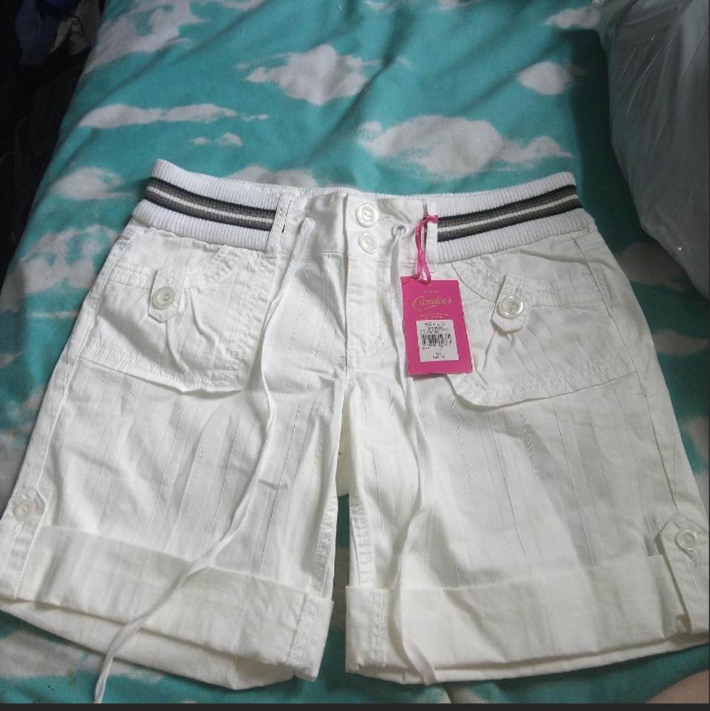 Candie's White Cotton Blend Shorts Womens
